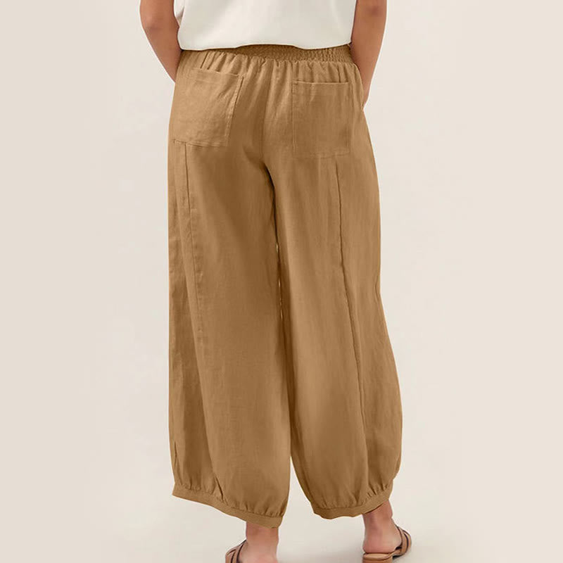 Plain Color Women's Harem Pants With Pockets