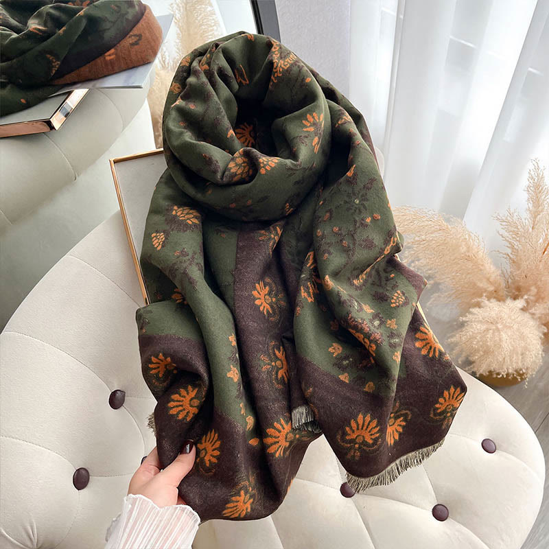 Tactile Heavy-Knit Paisley Botanical Meditation Tibetan Shawl