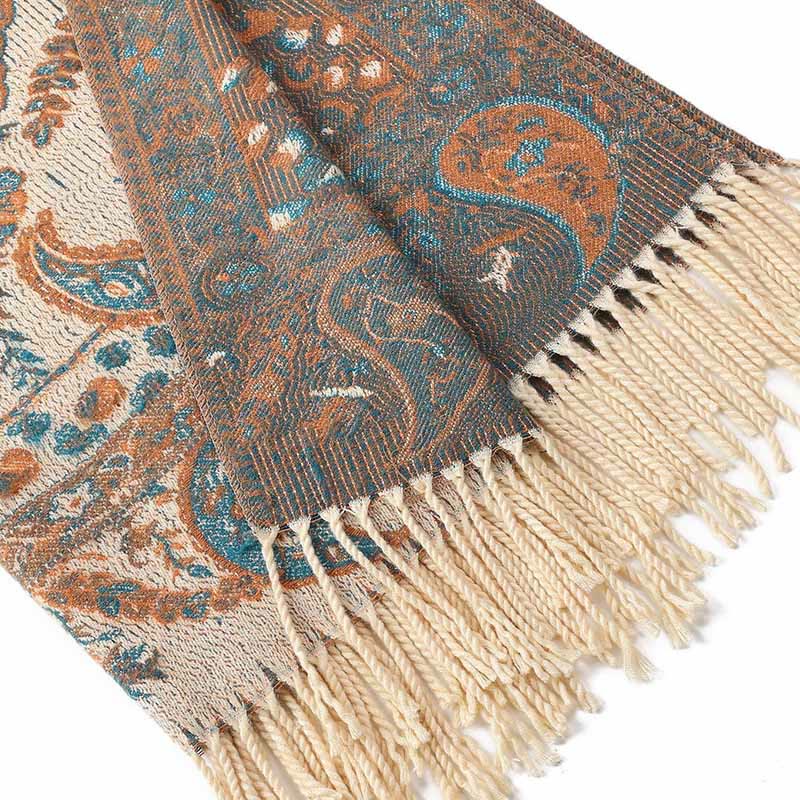 Embroidered Paisley Tassel Meditation Tibetan Shawl