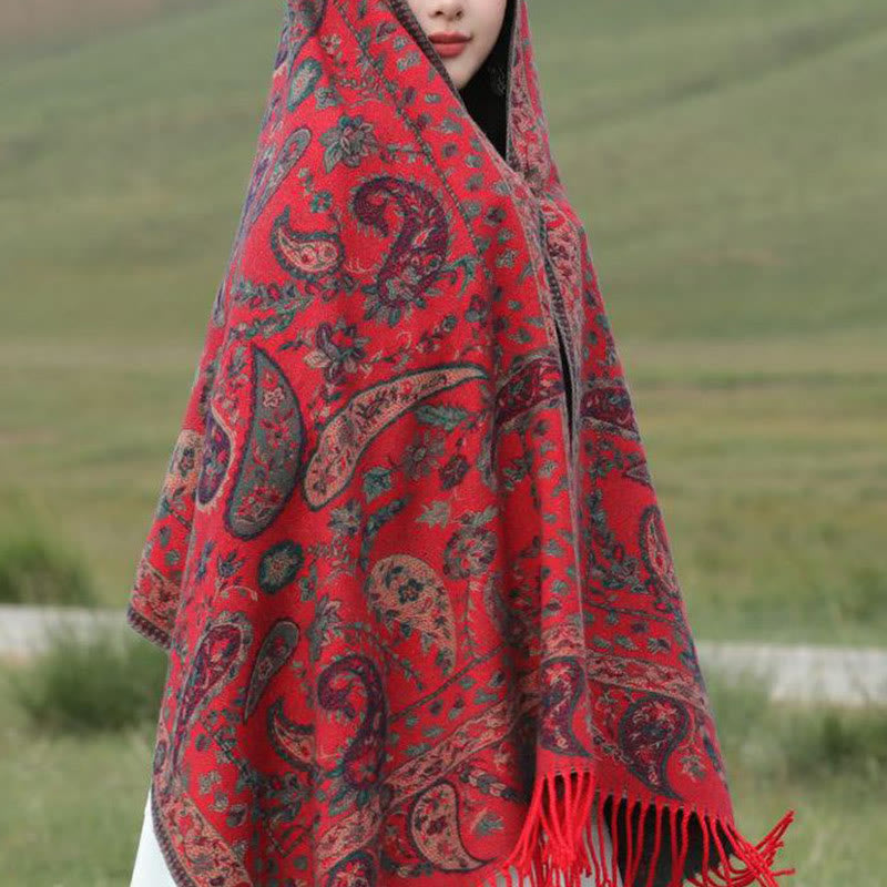 Embroidered Paisley Tassel Meditation Tibetan Shawl