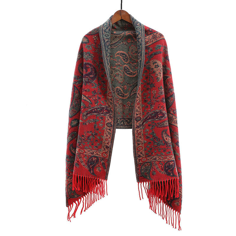 Embroidered Paisley Tassel Meditation Tibetan Shawl