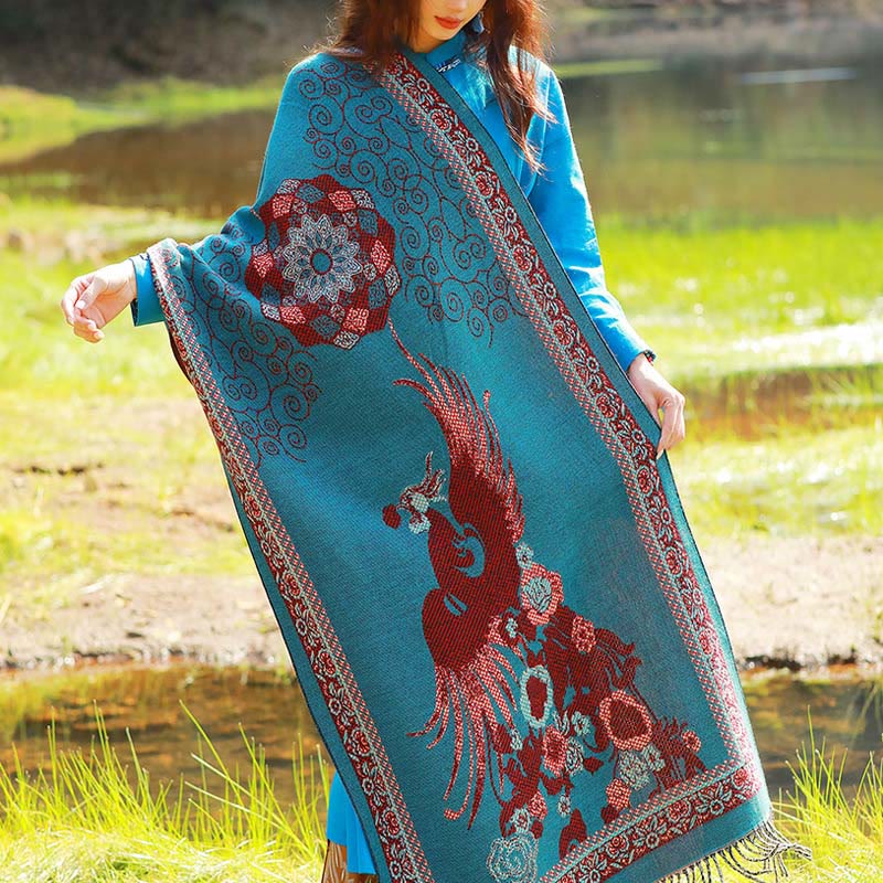 Jacquard Ethnic Paisley Plants Pattern Tassel Soft Thermal Scarf Shawl