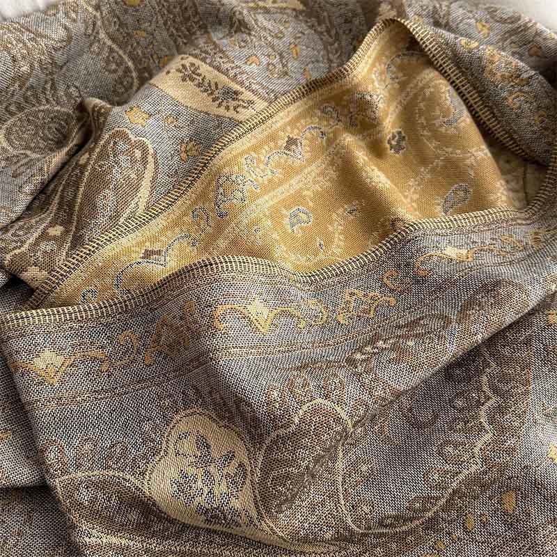 Tactile Paisley Pattern Draped Meditation Tibetan Shawl