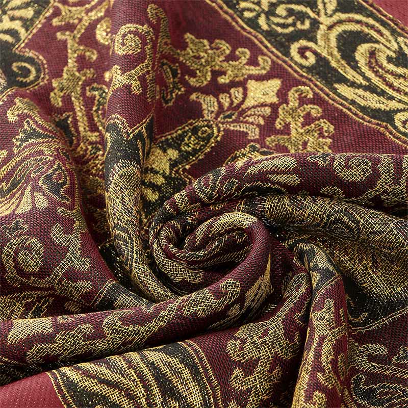 Soft Geometric Pattern Tibetan Meditation Shawl with Tassel Detail