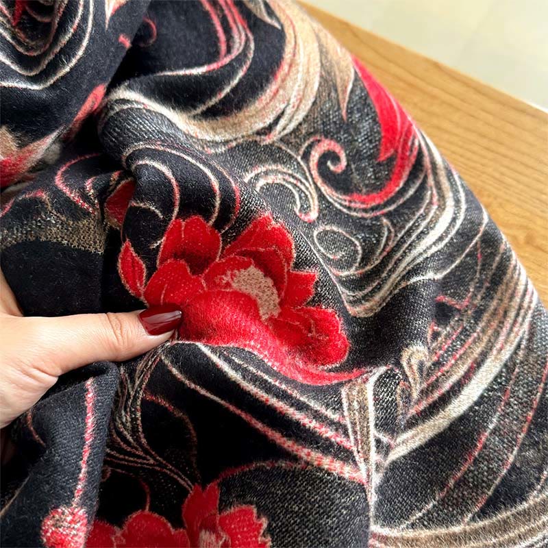Thermal Knit Phoenix Pattern Meditation Shawl Wrap