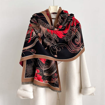 Thermal Knit Phoenix Pattern Meditation Shawl Wrap
