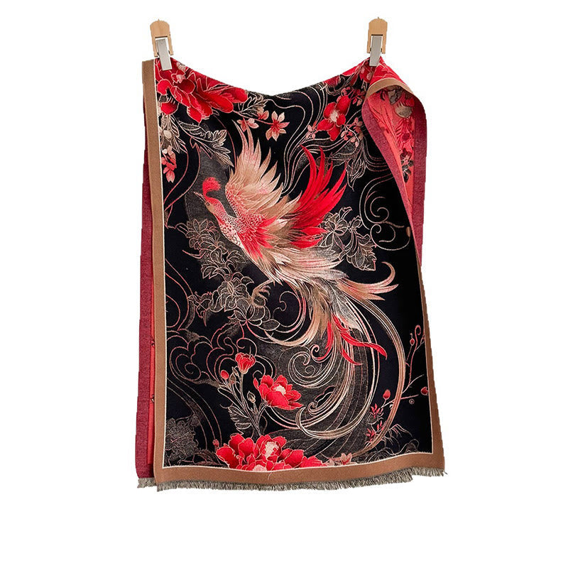 Thermal Knit Phoenix Pattern Meditation Shawl Wrap