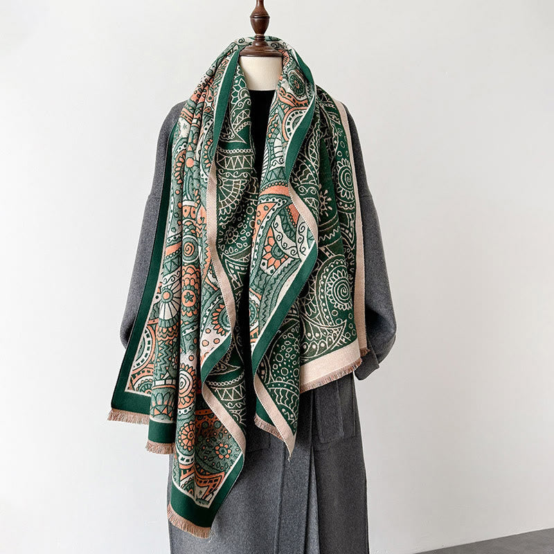 Winter Ethnic Style Paisley Geometry Pattern Tassels Soft Scarf Shawl