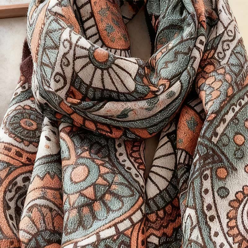 Winter Ethnic Style Paisley Geometry Pattern Tassels Soft Scarf Shawl
