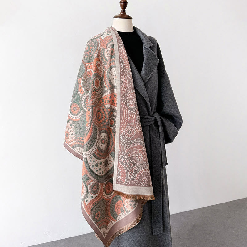 Winter Ethnic Style Paisley Geometry Pattern Tassels Soft Scarf Shawl