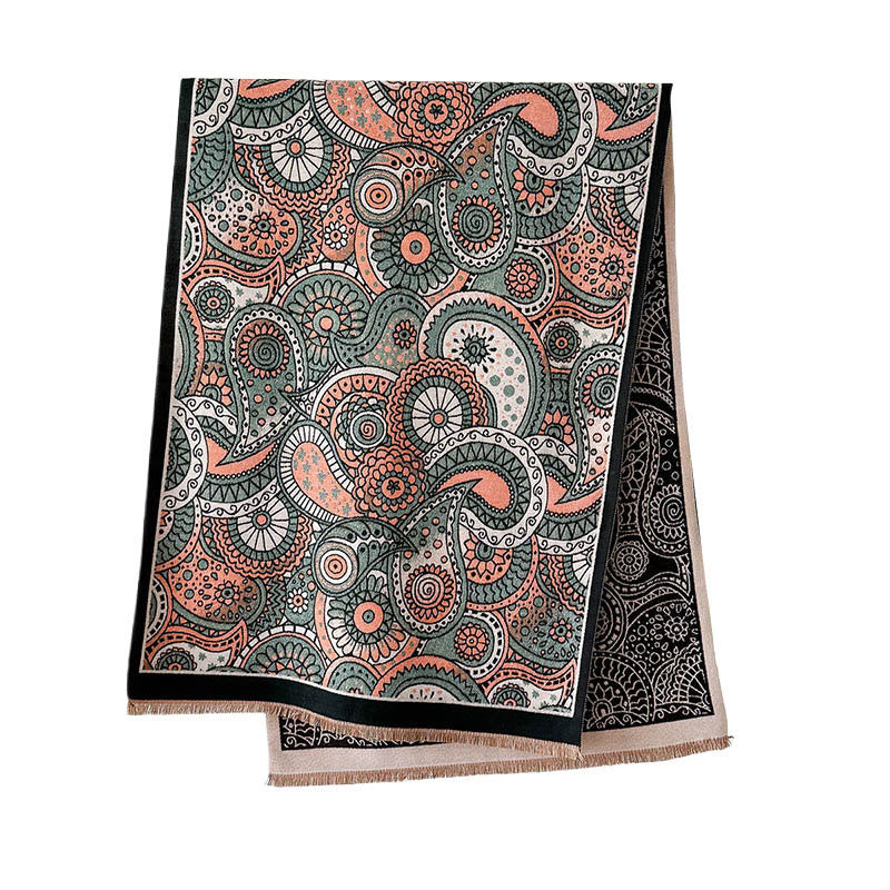 Winter Ethnic Style Paisley Geometry Pattern Tassels Soft Scarf Shawl