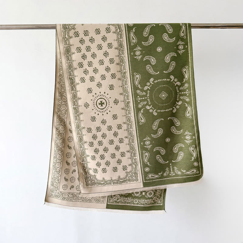 Thermal Geometric Paisley Knit Meditation Shawl