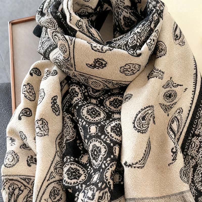 Thermal Geometric Paisley Knit Meditation Shawl