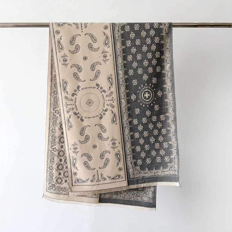 Thermal Geometric Paisley Knit Meditation Shawl