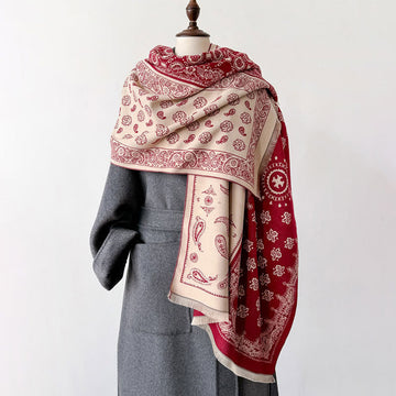 Thermal Geometric Paisley Knit Meditation Shawl