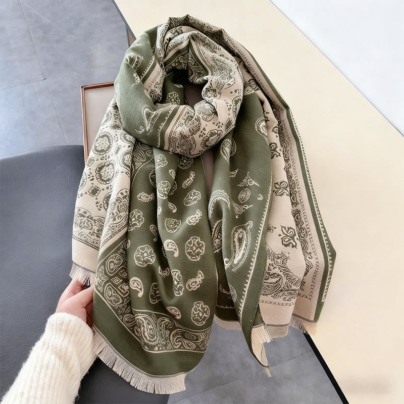 Thermal Geometric Paisley Knit Meditation Shawl