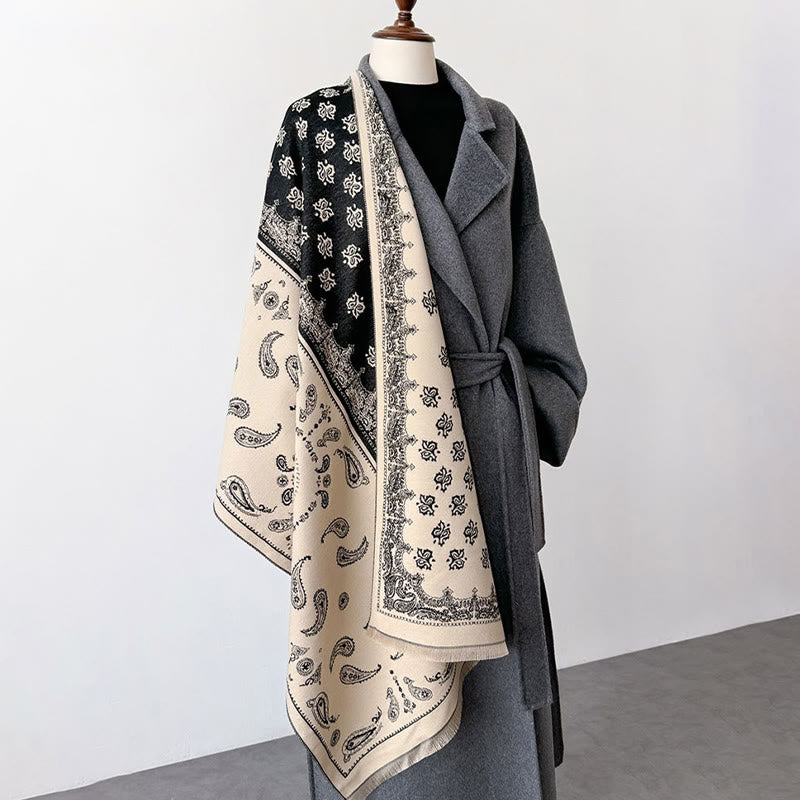 Thermal Geometric Paisley Knit Meditation Shawl