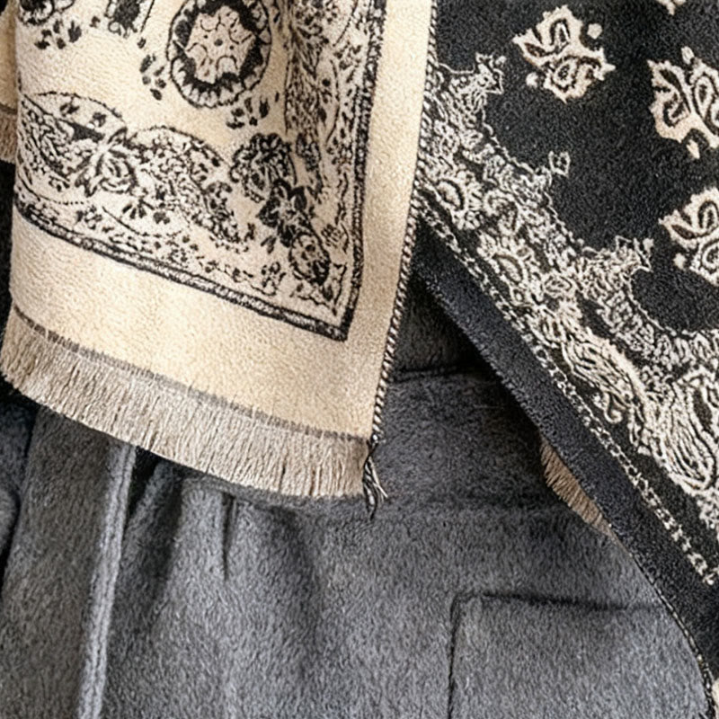 Thermal Geometric Paisley Knit Meditation Shawl