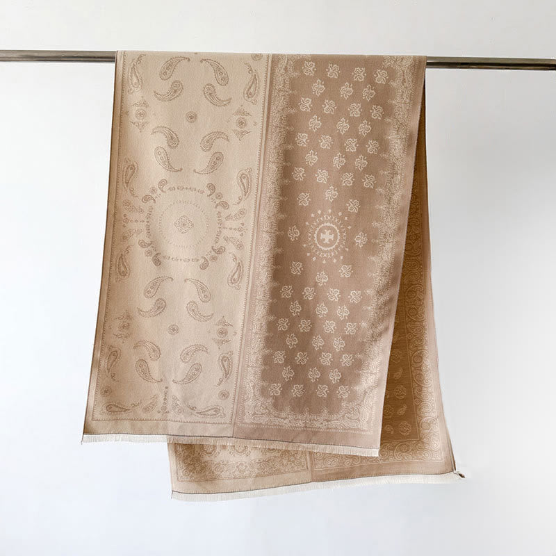 Thermal Geometric Paisley Knit Meditation Shawl