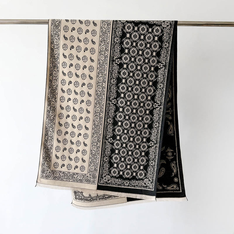 Thermal Geometric Paisley Knit Meditation Shawl