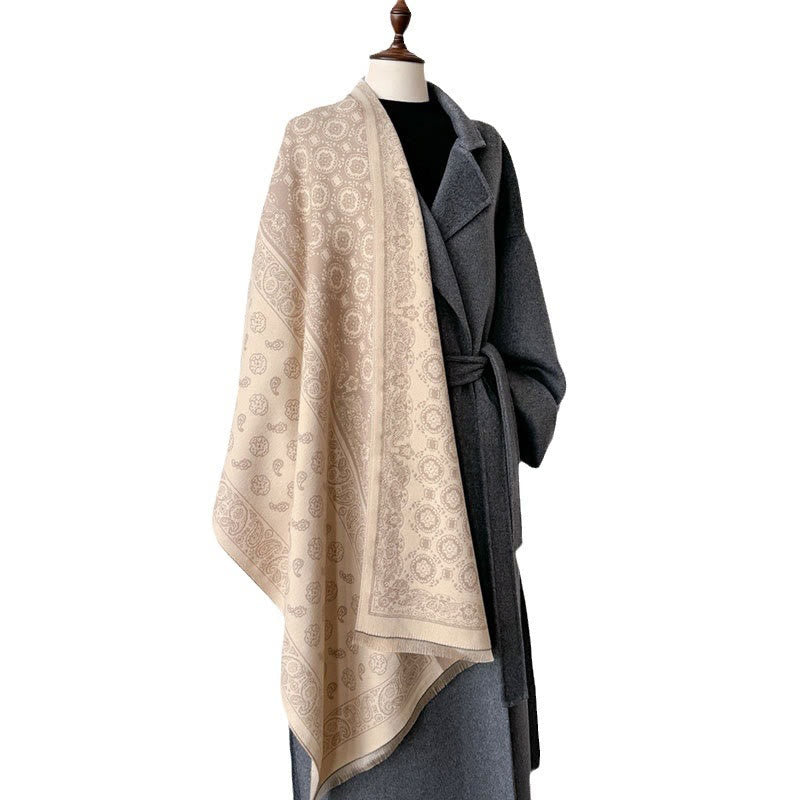 Thermal Geometric Paisley Knit Meditation Shawl