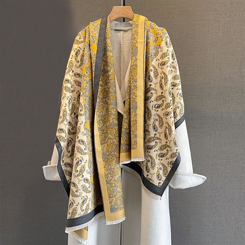 Tactile Knit Paisley Patchwork Meditation Tibetan Shawl