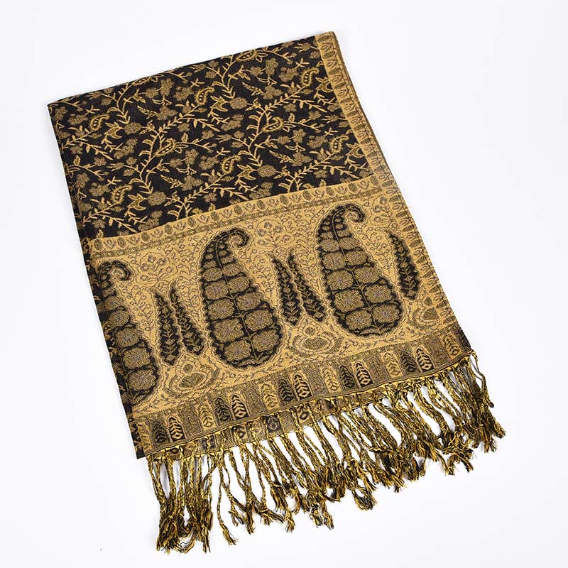 Intricate Jacquard Paisley Knit Meditation Shawl Wrap