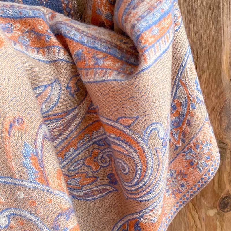 Winter Commute Thermal Paisley Floral Pattern Tassel Cozy Scarf Shawl
