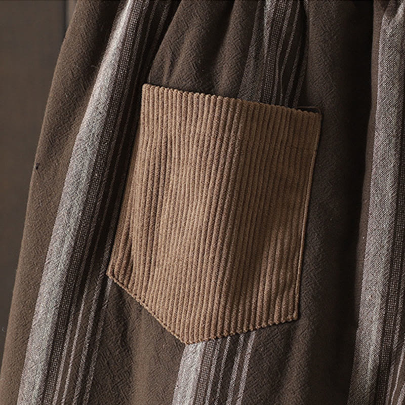 Commute Thermal Striped Cotton Corduroy Women's Harem Padded Pants With Pockets
