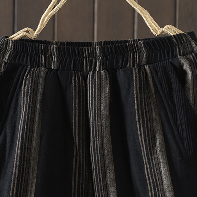 Commute Thermal Striped Cotton Corduroy Women's Harem Padded Pants With Pockets