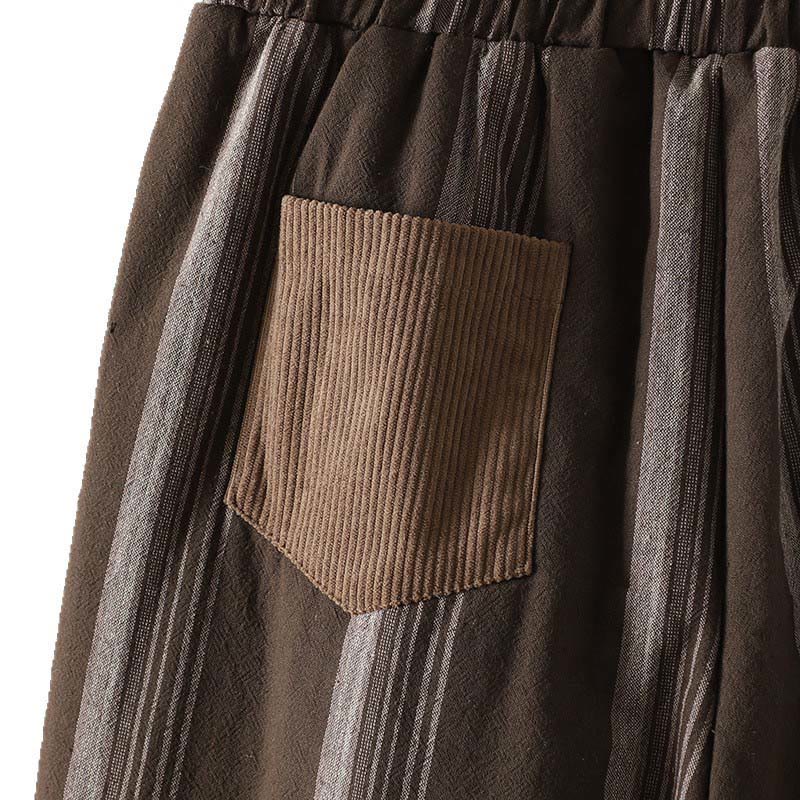 Commute Thermal Striped Cotton Corduroy Women's Harem Padded Pants With Pockets