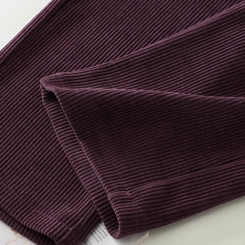 Winter Straight Leg Design Cotton Corduroy Women's Wide Leg Pants With Pockets