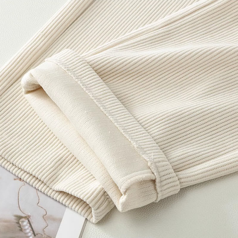 Winter Straight Leg Design Cotton Corduroy Women's Wide Leg Pants With Pockets