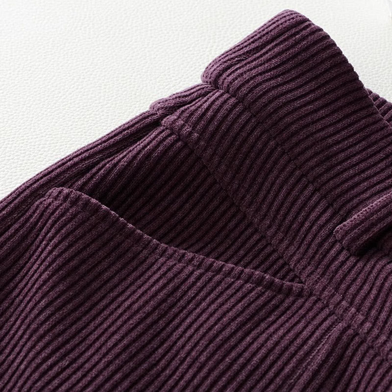 Winter Straight Leg Design Cotton Corduroy Women's Wide Leg Pants With Pockets