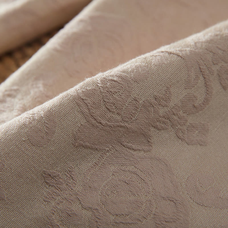 Winter Thermal Jacquard Floral Pattern Women's Wide Leg Cotton Pants With Pockets