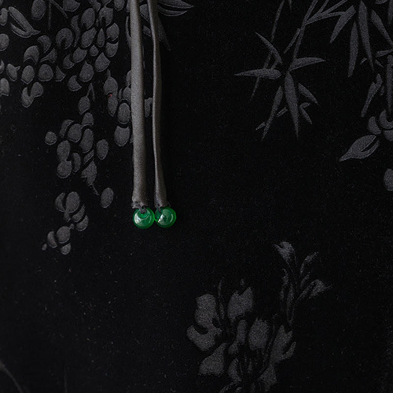 Women's Jacquard High Waist Design Wide Leg Cotton Fleece-Lined Pants With Pockets