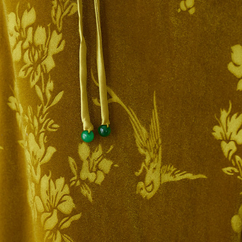 Women's Jacquard High Waist Design Wide Leg Cotton Fleece-Lined Pants With Pockets