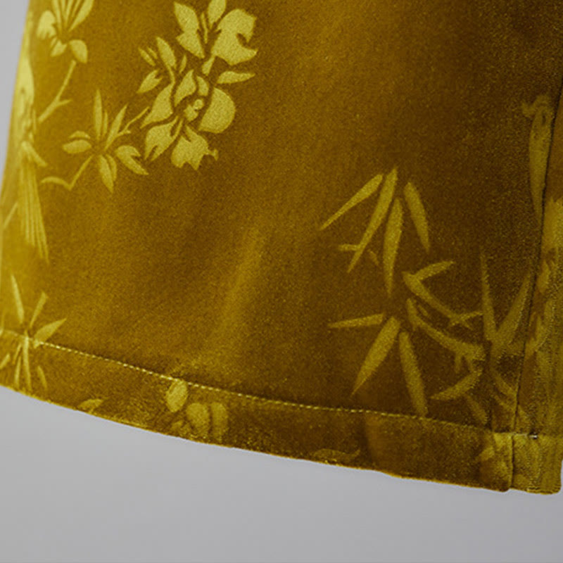 Women's Jacquard High Waist Design Wide Leg Cotton Fleece-Lined Pants With Pockets