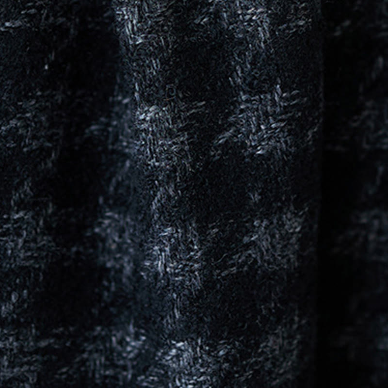 Women's Winter Black Gray Plaid Pattern Cotton Fleece-Lined Pants With Pockets