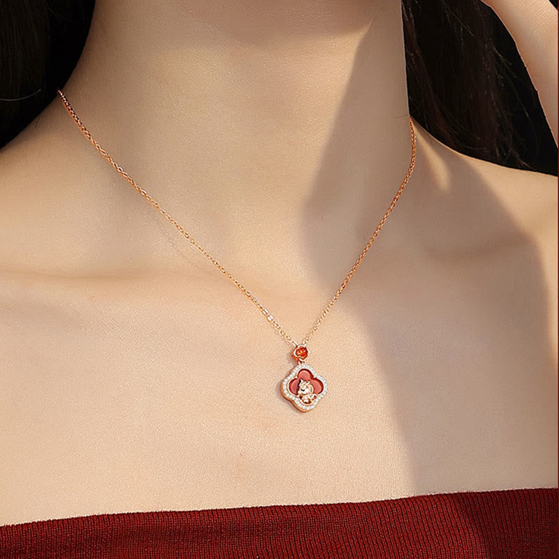 "Carry Happiness and Luck" Year of the Horse Agate Necklace Includes Gift Message Card