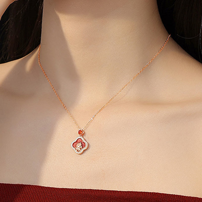"Carry Happiness and Luck" Year of the Horse Agate Necklace Includes Gift Message Card