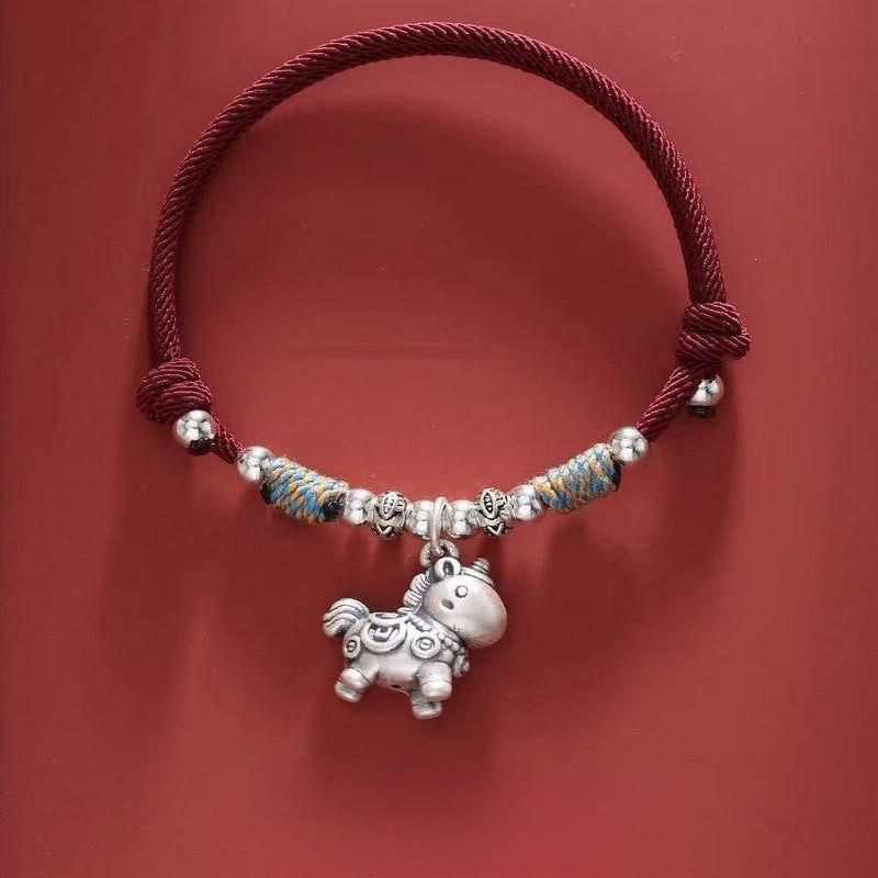 Year of the Horse 999 Sterling Silver String Braided Protection Bracelet