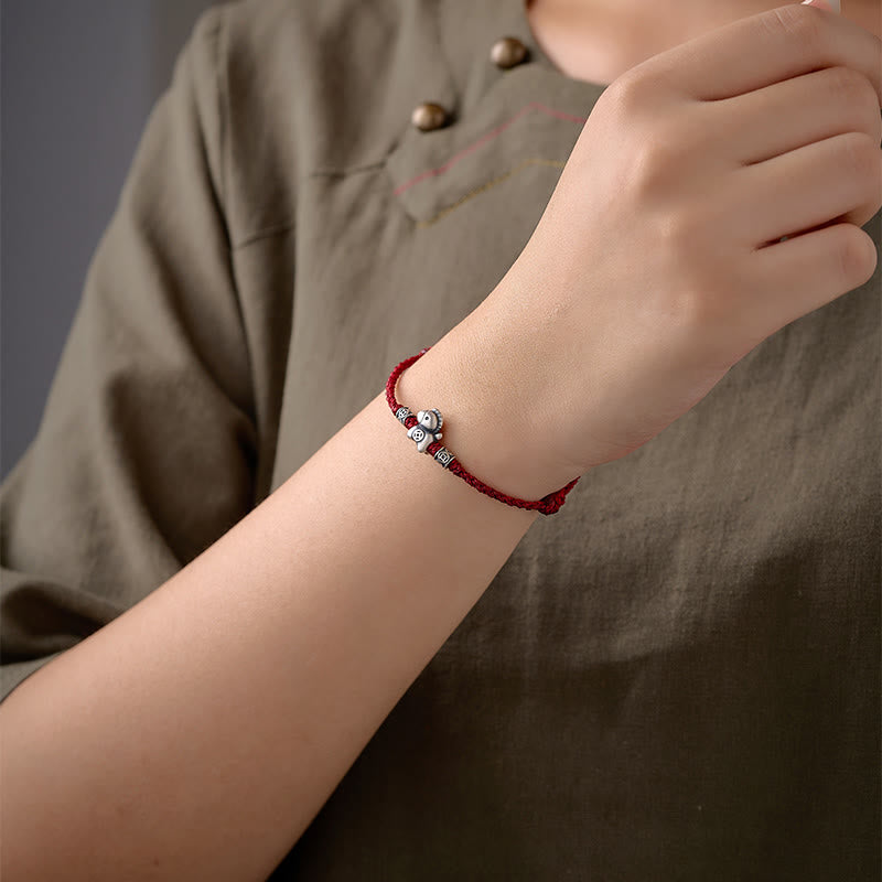 Year of the Horse 999 Sterling Silver String Braided Protection Bracelet