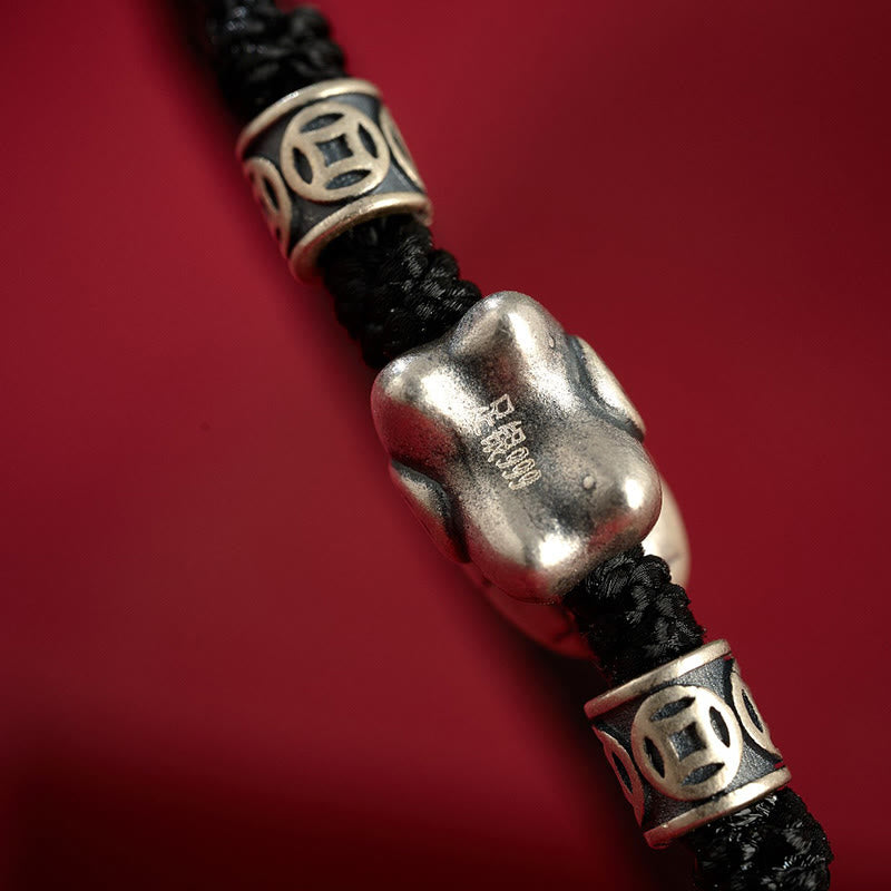 Year of the Horse 999 Sterling Silver String Braided Protection Bracelet