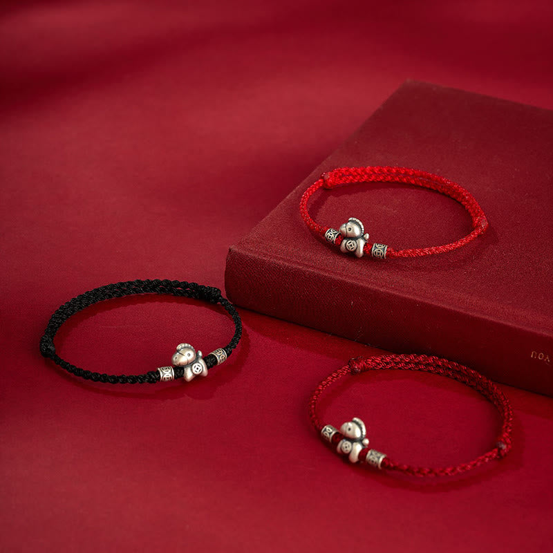 Year of the Horse 999 Sterling Silver String Braided Protection Bracelet