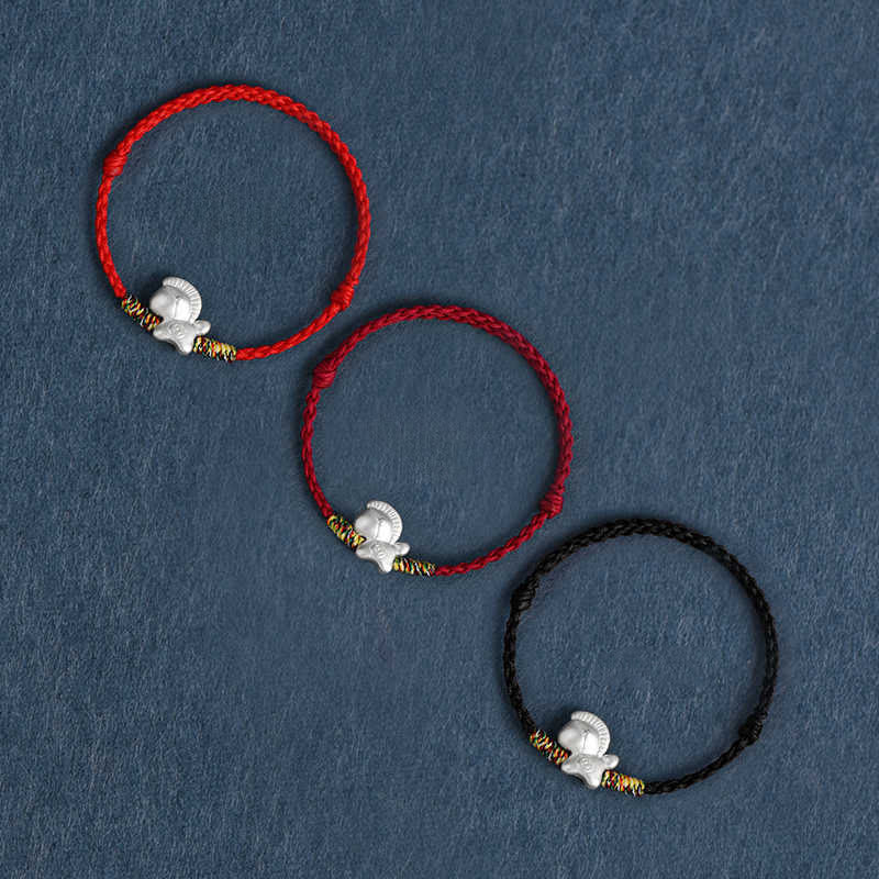 Year of the Horse 999 Sterling Silver Luck String Braided Bracelet Anklet