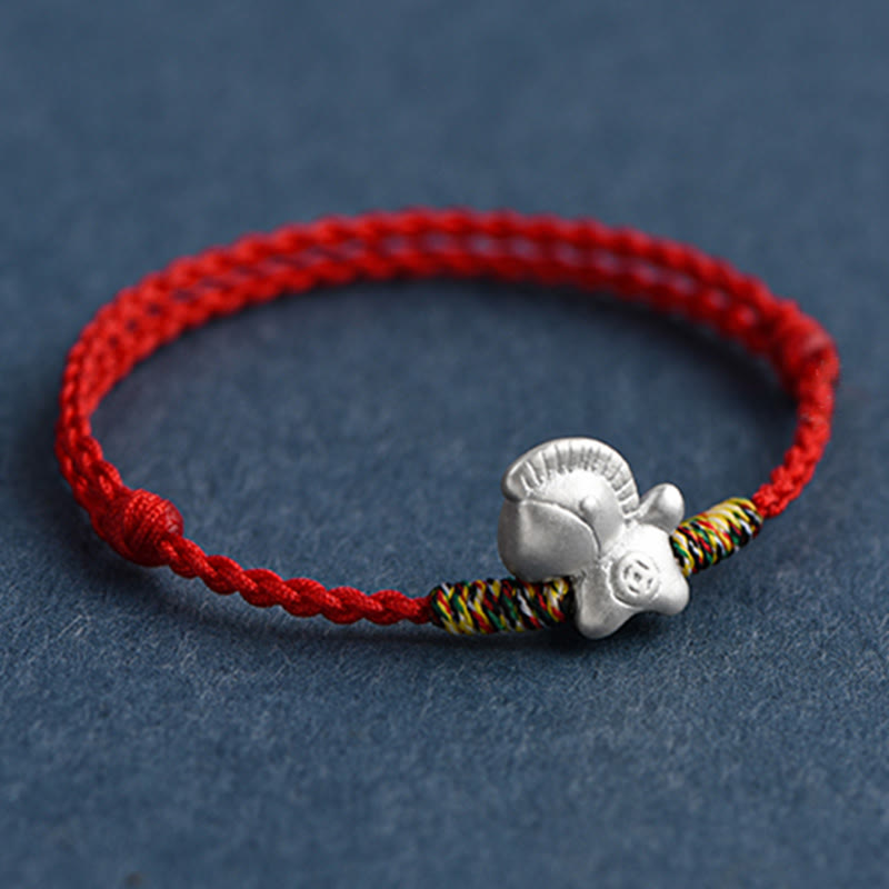 Year of the Horse 999 Sterling Silver Luck String Braided Bracelet Anklet