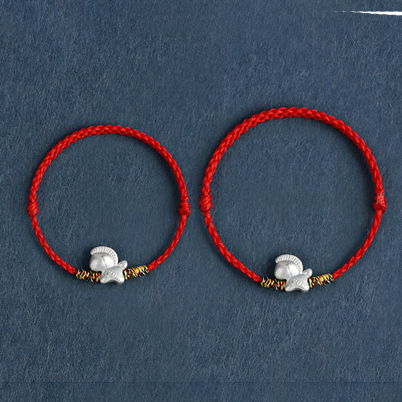 Year of the Horse 999 Sterling Silver Luck String Braided Bracelet Anklet