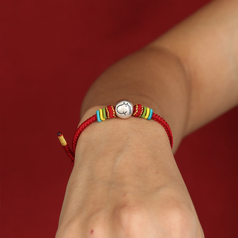 Year of the Horse 999 Sterling Silver Red String Braided Faith Bracelet
