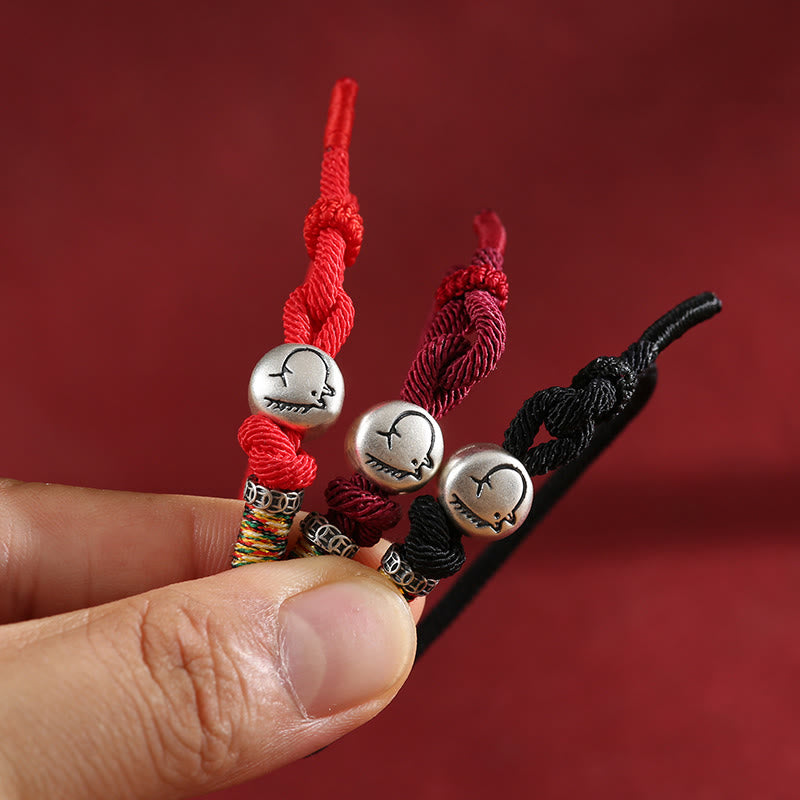 Year of the Horse 999 Sterling Silver Copper Coins Rope Braided Protection Bracelet